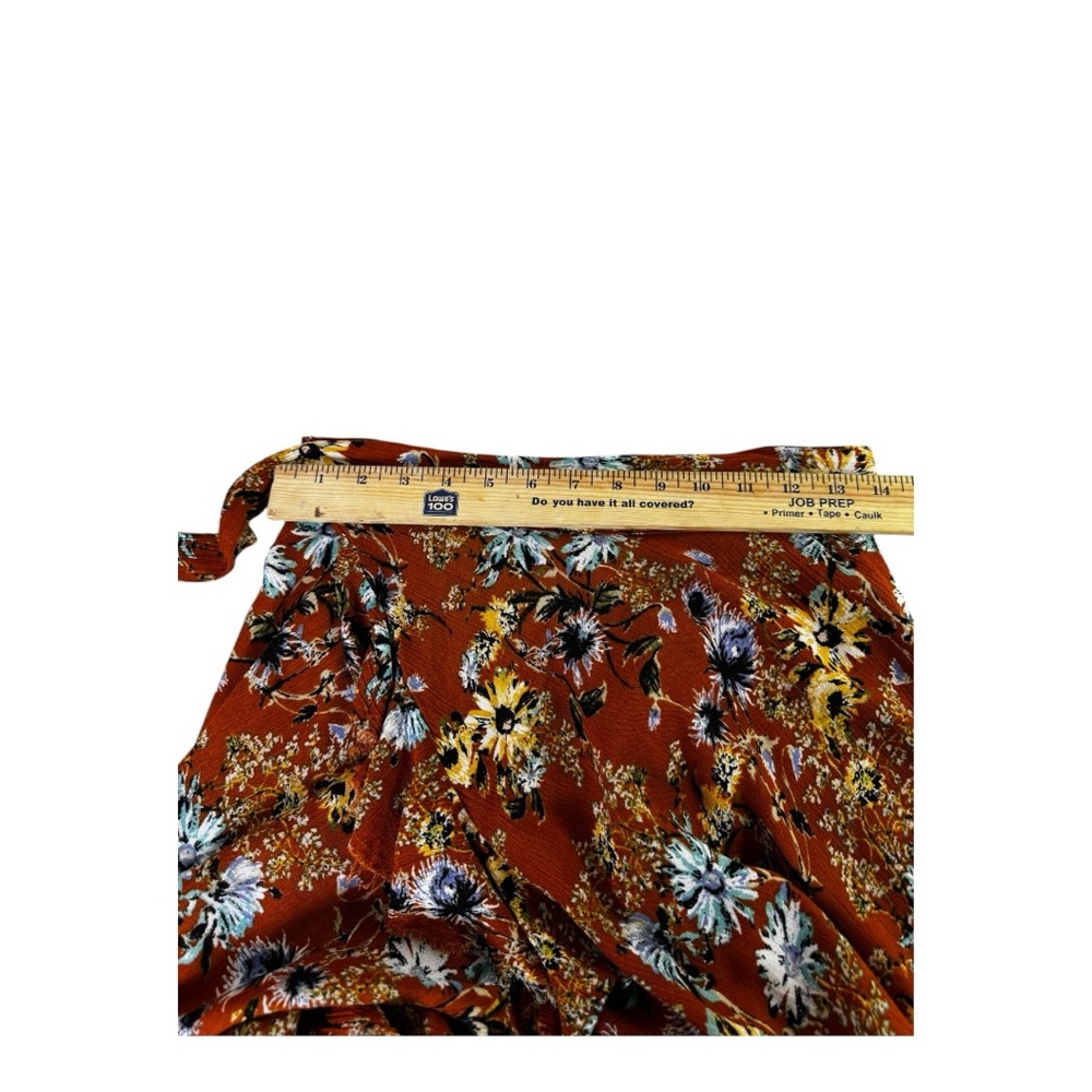 Blue Life Floral Ruffle Wrap Maxi Skirt Rust Orange Boho Festival Size Small - Picture 10 of 10